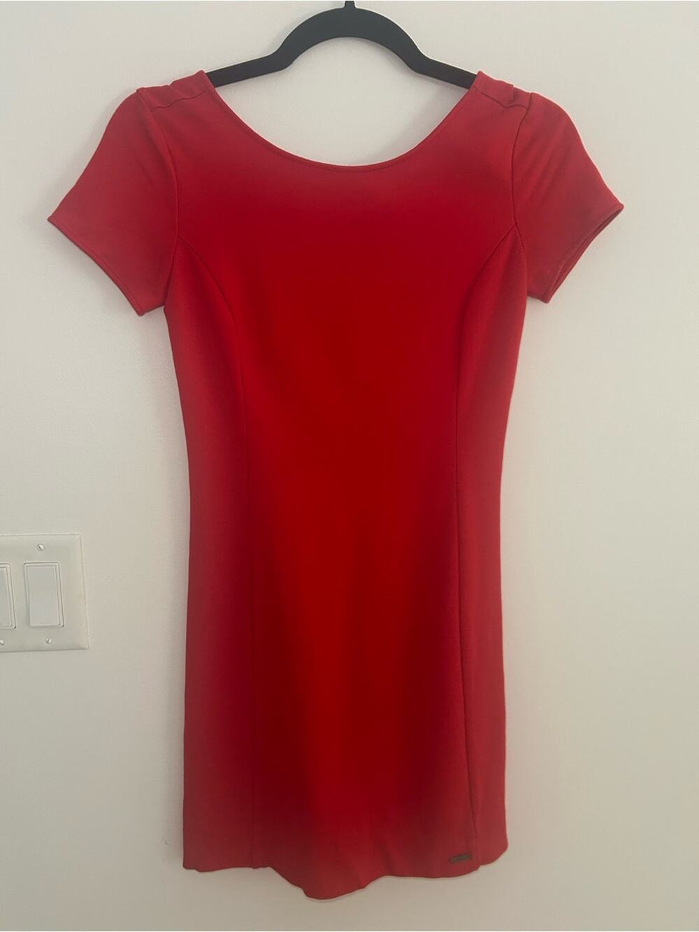Armani Exchange A|X Women’s XS Red Fitted Mini Dress Cocktail Party Zip Back